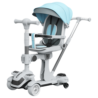 Trottinette Électronique Multifonctionnelle 5-en-1 en Plastique pour Enfants de 1 à 3 Ans, Pliable, Trois Roues en PU, Alimentée par Batterie, pour l'Extérieur