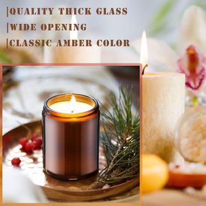 200ml 8oz Amber Green Clear Glass Candle Jar with Cork <b>Lid</b> Reusable Eco-Friendly Christmas Candle Vessel on Sale - Product Image 2