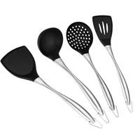 Ensembles d'ustensiles de cuisine en silicone, ustensiles de cuisine pour la maison, outils de cuisson durables antiadhésifs avec manche en acier inoxydable, sans danger pour les aliments
