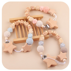 Clip de <span class=keywords><strong>cochecito</strong></span> de madera para bebé, cadena con Clip para chupete, colgante de <span class=keywords><strong>cochecito</strong></span> móvil, pulsera de cuentas de silicona, juguete sonajero - Product Image 4