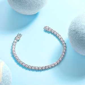 Nouveaux Bracelets et Joncs de Luxe en Moissanite, Plaqué Or 14K, Moissanite 3.0mm, <span class=keywords><strong>Bracelet</strong></span> Tennis à Motif Vague Entièrement Sertie de Diamants <span class=keywords><strong>pour</strong></span> Femmes et Hommes - Product Image 4