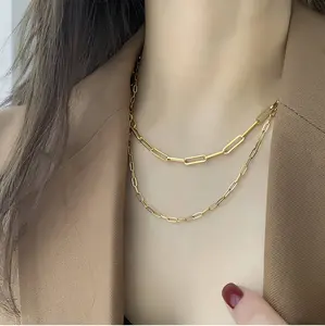 Colar de corrente de clavícula, colar revestido de ouro 18k material de aço inoxidável para mulheres da coreia e do japão colar de jóias