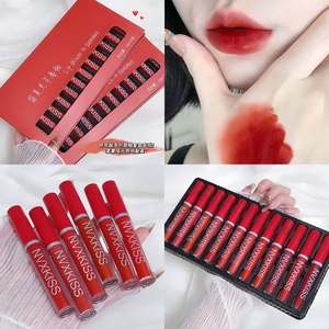 ชุดลิปกลอสเคลือบเงาแบบวีแกน12แพ็กสีขาวสไตล์อินเทอร์<span class=keywords><strong>เน็ต</strong></span>ดารานักเรียนไม่ซีดจางง่าย - Product Image 3