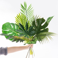 Hoja de Monstera de seda Artificial, hojas de palmera Tropical de plástico, decoración de jardín para el hogar, Y-2041