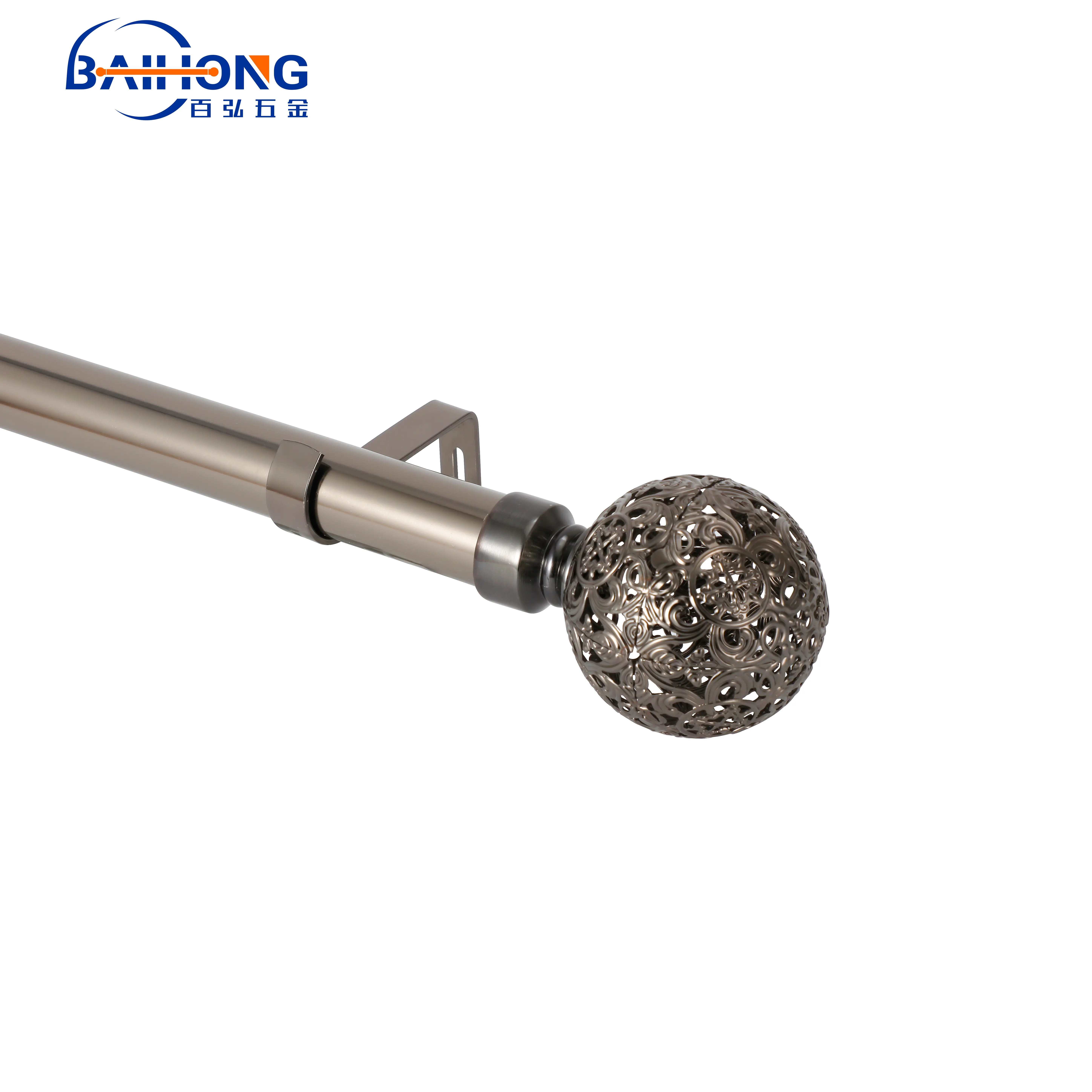 iron curtain rod with hollow curtain pole finial