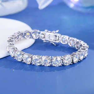 Pulsera de Tenis de Plata S925 con Incrustaciones de Moissanita, Joyería de Diamantes Completos, Pulsera de Cadena VVS, Regalo - Product Image 1