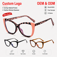 Lunettes optiques anti-lumière bleue pour femmes, monture complète œil de chat en TR90, écologiques, avec logo personnalisé Sunray, faible MOQ