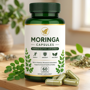 Cápsulas de Extracto de Hoja de Moringa Oleifera, 60 Unidades, Vitaminas Antioxidantes, Refuerzo del Sistema Inmunitario, Suplemento Dietético para Adultos - Product Image 1
