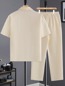 Completo casual primaverile/autunnale due pezzi: giacca a maniche lunghe con colletto abbottonato <span class=keywords><strong>e</strong></span> <span class=keywords><strong>pantaloni</strong></span> con coulisse <span class=keywords><strong>e</strong></span> tasche diagonali. - Product Image 3