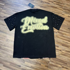 เสื้อยืดแขนสั้นผ้าฝ้าย 100% พิมพ์ลายเรโทรคุณภาพสูง สไตล์ฮิปฮอปลำลองแนวสตรีท สำหรับผู้ชาย รุ่น Mixed Emotions - Product Image 6