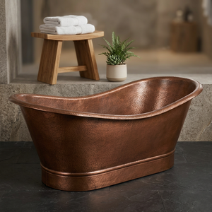 Baignoire autoportante ovale en cuivre, artisanale, finition antique de luxe, sans couvercle, pour la maison et l'hôtellerie, pour adultes, artisanat indien - Product Image 1