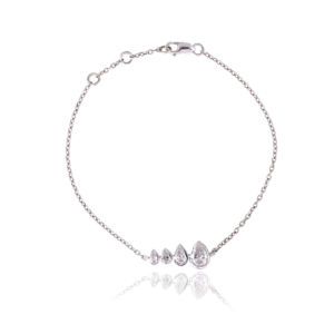 925 Sterling <b>Silver</b> Chain <b>Bracelet</b> with Pear Cut CVD Diamond | Adjustable Fine Jewelry <b>Bracelet</b> for Women - Product Image 2