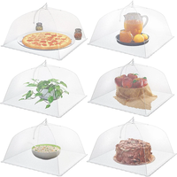 Grande et haute cloche alimentaire en maille métallique, réutilisable, pliable, anti-moustiques et anti-mouches, blanche, pour l'extérieur
