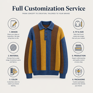 Pull en maille <span class=keywords><strong>rayé</strong></span> à col polo pour <span class=keywords><strong>homme</strong></span>, pull tricoté sur mesure, pull OEM, tricot en gros, pull tricoté <span class=keywords><strong>rayé</strong></span> à col en V oversize - Product Image 3