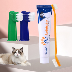 Ensemble de brosses à dents pour animaux de compagnie, 4 pièces, dentifrice pour chiens et chats, saveur de bœuf et de vanille, kit de nettoyage - Product Image 3