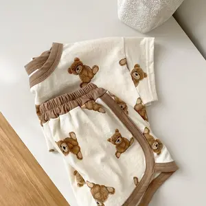 Chándal de oso de peluche de verano para bebé, camisetas de manga corta, pantalones cortos, ropa de bebé recién nacido, conjunto de regalo