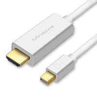 Câble Mini DP vers HDMI 1,5 m 1080P 60Hz, cordon DisplayPort plaqué or avec blindage tressé, mâle-mâle, pour MacBook, ordinateur portable, HDTV