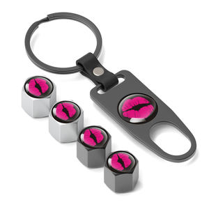 Bouchons de tige de Valve de pneu solide de haute qualité avec ensemble de porte-clés Logo personnalisable nouvel état pour les voitures - Product Image 1