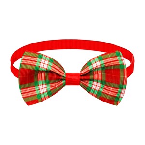 Ensemble de nœuds papillon de Noël pour chien, motif écossais flocon de neige rouge et vert, réglables pour petits chiens, style hiver, décoration mignonne - Product Image 5