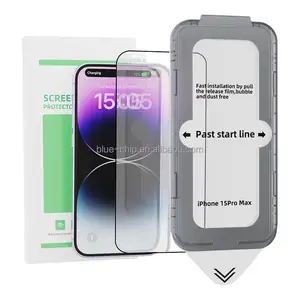 Automatic Alignment Anti Static Auto Kit Tempered Glass Screen Protector With Dust Free Installation Tool Kit For Iphone 15 Pro