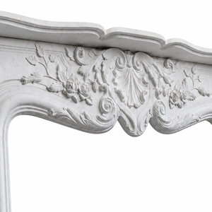Chimenea tradicional de mármol con tallado ornamentado, de piedra caliza, para interiores, con estufa de leña para comedor. - Product Image 3