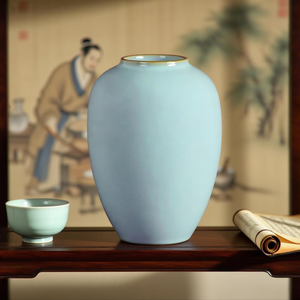 Chinese Ru Kiln Porcelain <b>Vase</b> - Handmade Ceramic Flower by Craftsman , Traditional Art Decor Ru Kiln Porcelain <b>Vase</b> - Product Image 2