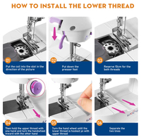 Mini machine à coudre électrique basique à plat avec point de verrouillage à aiguille unique avec pédale pour vêtements pour enfants en matériau ABS durable