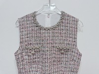 Nuevo Vestido Midi Elegante de Verano 2026 para Mujer, Sin Mangas, con Cuentas, Top de Tweed, Falda Plisada de Gasa, Vestido Casual Holgado con Cinturón