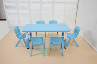 Table d'activités rectangulaire en plastique pour la maternelle, table de jeu pour enfants, tables et chaises réglables pour l'éducation préscolaire