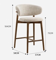 Offre spéciale Restaurant de luxe léger meubles commerciaux cuisine cadre en bois haute salle à manger chaise de Bar tissu cuir tabouret de bar