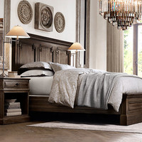 Tête de lit vintage sculptée en bois de bouleau massif, style campagnard américain simple, 18 mètres, pour lit double, couleur ivoire, inspiration nordique, Chine