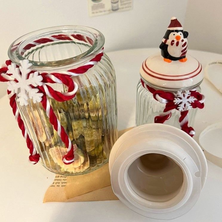 Kitchen ins glass sealed jar large candy storage jar biscuit dried fruit glass storage household decoration