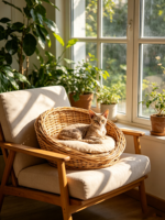 Dôme pour chat en jacinthe d'eau tressée à la main avec coussin en peluche, lit respirant pour animaux de compagnie, niche pour chats d'intérieur et chiot