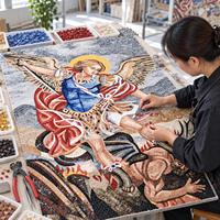Mosaïque murale artisanale de l'archange Michel - Saint Michel tuant le dragon, en feuille d'or et carreaux de verre découpés, art mural pour villa, église, autel