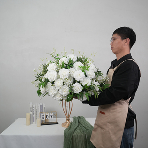 DKB Factory Direct Realistic <b>Artificial</b> Silk 50cm White Rose Flower Ball Centerpieces for Wedding Back School Decorations - Product Image 1