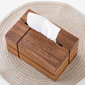 Caja de almacenamiento de papel de madera de nogal macizo barata de lujo, caja de pañuelos de madera para sala de estar, soporte de tamaño personalizado, caja de exhibición de madera de pañuelos - Product Image 2