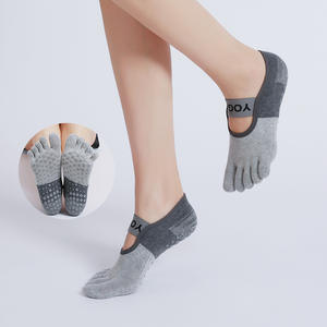Calcetines de Yoga de Cinco Dedos al por Mayor, Antideslizantes de Silicona, de Algodón, Transpirables, para Mujer, para Gimnasio, Fitness, Correr, Baile y Deportes - Product Image 2