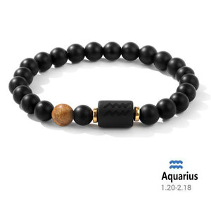 Pulsera del zodiaco 8mm Real Natural negro ónix piedra pulseras con cuentas Unisex estrella signo horóscopo piedras preciosas joyería regalos amistad - Product Image 4