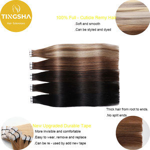 Cuticola a doppio taglio allineata <span class=keywords><strong>100</strong></span>% nastro naturale per <span class=keywords><strong>capelli</strong></span> brasiliani Balayage Pu in trama - Product Image 6