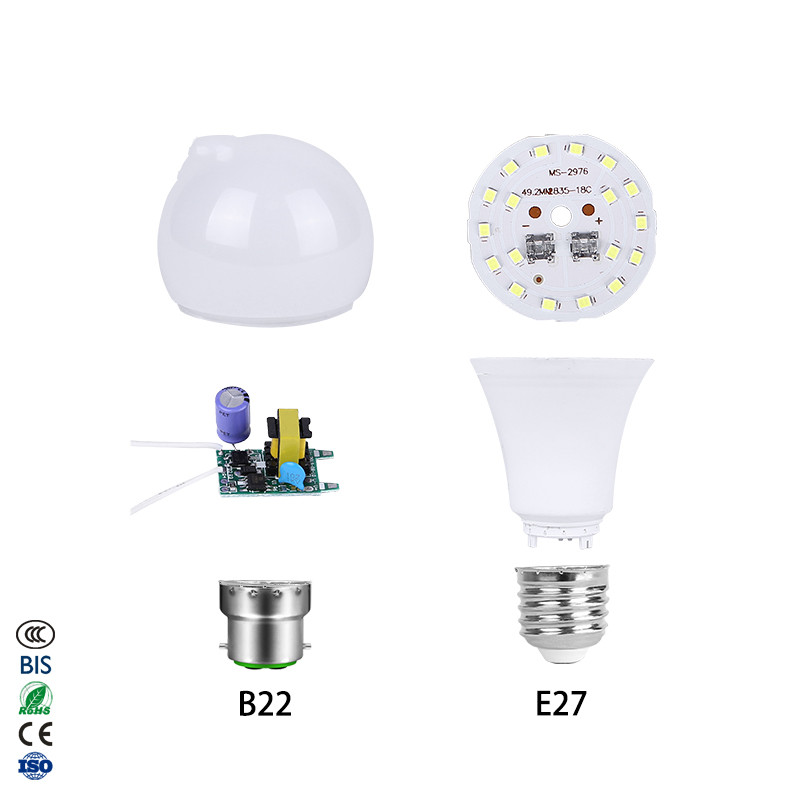 3 Вт 5 Вт 7 Вт 9 Вт 12 Вт 15 Вт 18 Вт E27 B22 держатель лампы/светодио дный детали для лампочки/светодио дный Драйвер лампы, светодиодная лампочка, светодио дный шарик сырья