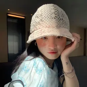 여성용 버킷 캡 2023 한국어 메쉬 할로우 인 인기 스타일 패션 귀여운 모자
