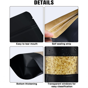 Bolsas de Papel Kraft Mate con Ventana y Cierre Hermético, Personalizables con Logotipo, <span class=keywords><strong>para</strong></span> Snacks, Palomitas, Frutos Secos y Alimentos <span class=keywords><strong>para</strong></span> Mascotas, Venta al Por Mayor - Product Image 6