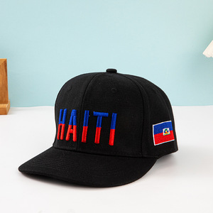 Haiti Flag Snapback Hat Flat Brim Visor Adjustable Brim High Top Baseball Cap