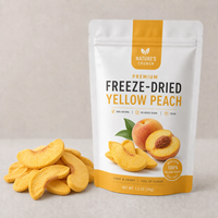 Certificat BRC HALAL KOSHER, Vente Directe Usine, Snack Sain Séché, Aliment Végétalien, Goût Sucré, Pêche Lyophilisée, ODM OEM Marque Privée