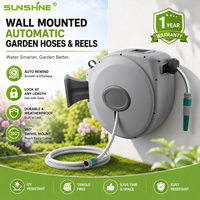Carrete de Manguera de Jardín Retráctil Automático de Pared SUNSHINE, Carrete de Manguera de Agua Portátil de Metal Resistente