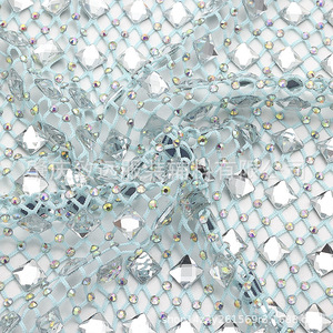 Elastic Mesh Rhinestone Fabric Diamond Shape 16 Facets Stretchable Full Rhinestone <b>Net</b> For Garment Accessories - Product Image 3