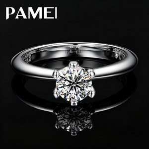 Anillo de Compromiso de Moissanita, Exquisito Anillo Solitario Clásico de Plata de Ley 925 con Seis Puntas para Mujer, Joyería Fina para Propuesta de Matrimonio - Product Image 1