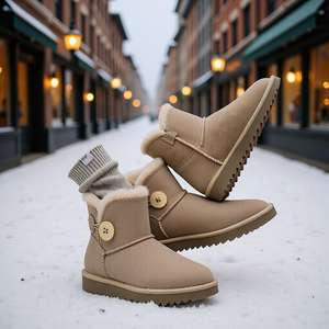 Nouvelles bottes de neige pour femmes tendance en PVC pour l'automne et l'hiver, bout cylindrique court, antidérapantes, doublure en coton épaisse et chaude, caoutchouc - Product Image 4