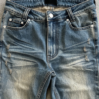 Pantalon en jean évasé vintage bleu extensible grande taille pour homme, style décontracté et jeune, personnalisé OEM/ODM, délavage clair écologique, par EIDEO