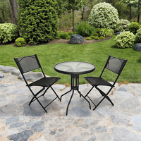Chaise pliante moderne en trois pièces, ensemble de table à thé, métal, rotin, bois, osier, cour extérieure, jardin, loisirs, hôtels, parc à manger